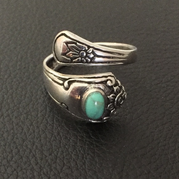 Turquoise Spoon Thumb/Finger Ring 925 Ster… - Picture 3 of 4